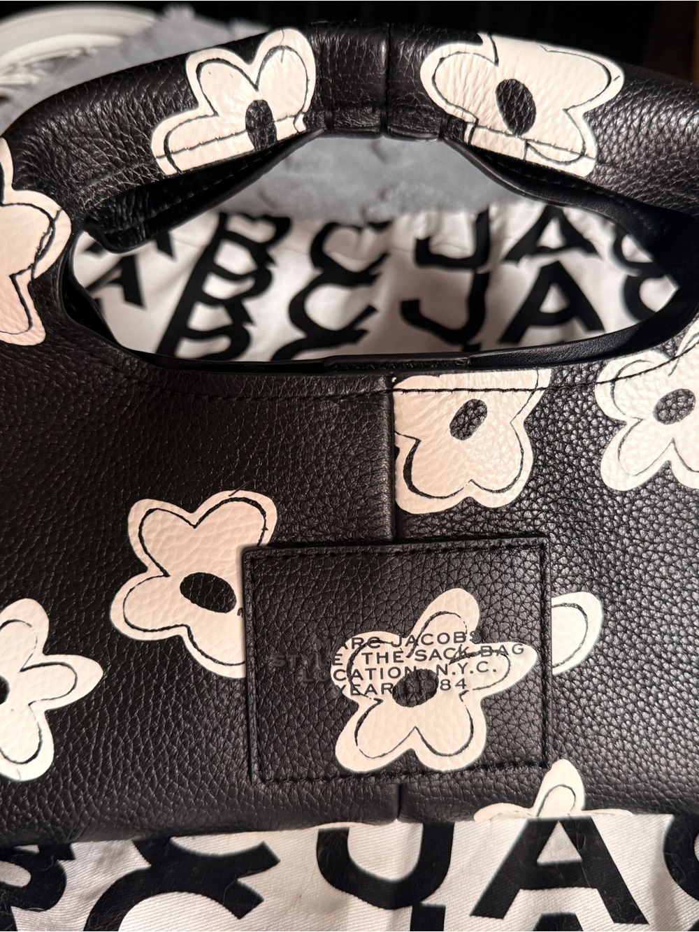 Marc Jacobs Black Floral Mini The Sack Bag - Picture 2 of 3